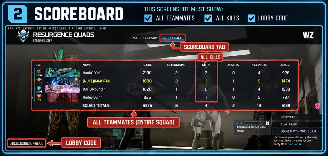 SL WARZONE Scoreboard screenshot example